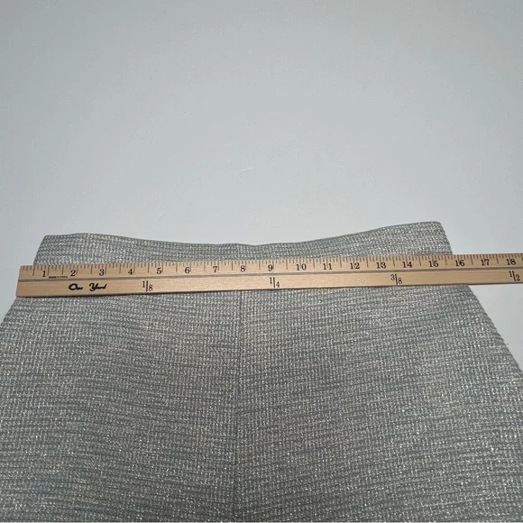 LAVENDER BROWN Silver Blue Tweed Shorts L High Waist Textured Lined Dressy Chic - Picture 9 of 14